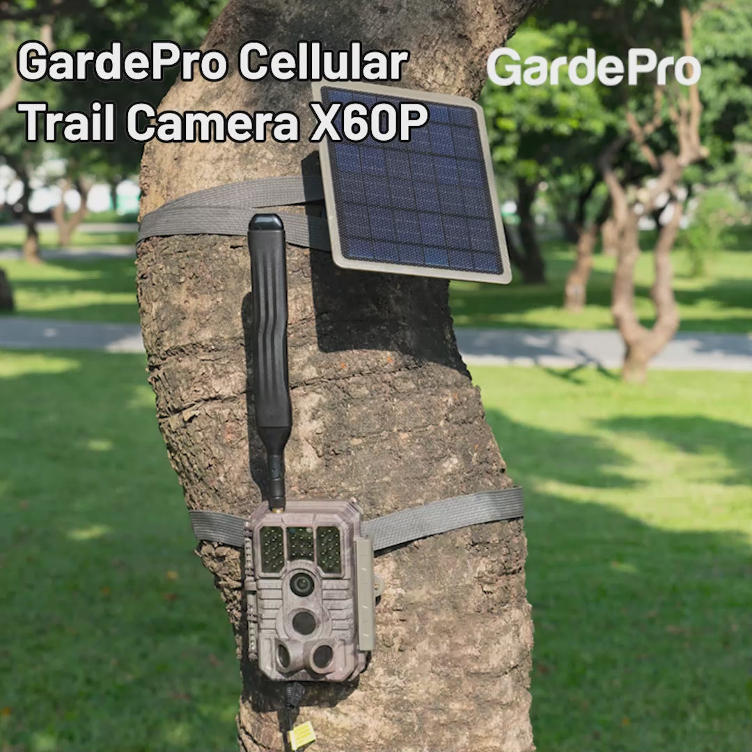 GardePro Cellular Trail Camera X60P Pre-Installed Contract SIM With Rechargeable Battery & Solar Panel
